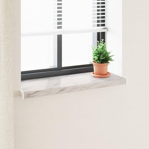 Soglia finestra impermeabile in PVC 100x30x4,5 cm, davanzale interno esterno con texture marmo, facile da installare con adesivo, tagliabile in lunghezza, resistente all'acqua