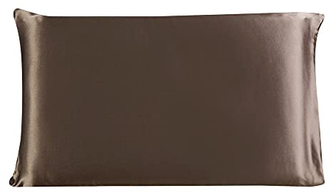 sourcing map Seidenkissenbezug 19 Momme Maulbeer Seide Kissenbezug mit Reißverschluss Kopfkissenbezug Braun 36x51cm
