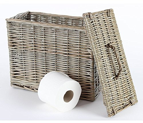 Panier de papier toilettes pour WC, en osier, coffre de rangement, osier style délavé antique
