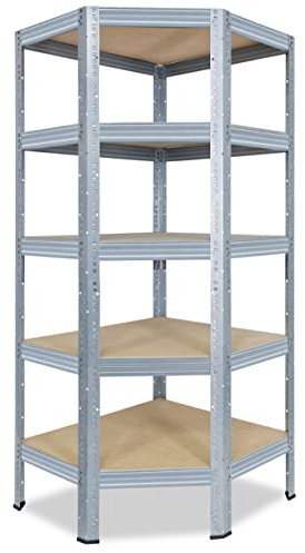 PROFI Eckregal SL 180x80x50 cm verzinkt mit 5 Böden - Steckregal für unsere 50 Tiefen - Regal Kellerregal Lagerregal Metallregal Garagenregal Regalsystem Fachbodenregal Werkstattregal Haushaltsregal