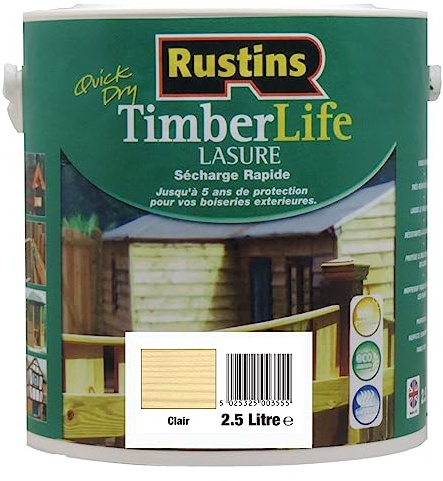 Rustin's Timberlife - träfärgad lack - utomhus - UV och 5 års skydd - färglös - 12m²/L - 2,5 liter (TLCL2500MD)