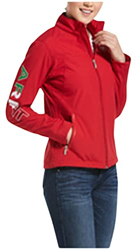 ARIAT Womens Classic Team Mexico Softshell Water Resistant Jacket Coat, Red, Medium US