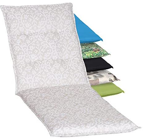 Beo Sonnenliege Auflage Waschbar Turin | Made in EU Premium-Qualität | UV-beständige Auflage Gartenliege mit Gummi-Halteband | Atmungsaktive Liegestuhl Auflage mit Ornamenten in Beige