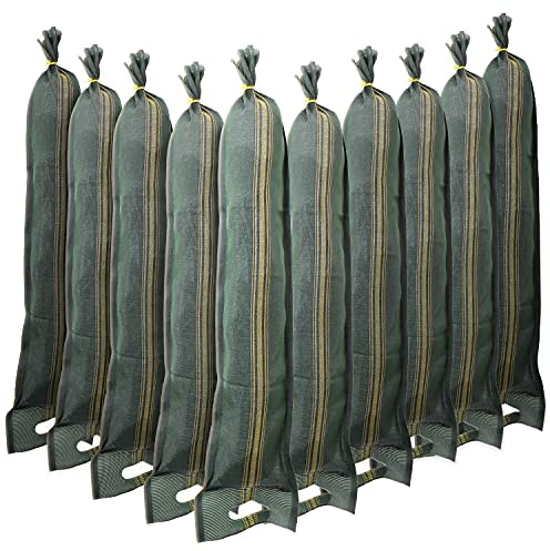 10 Sacchi di sabbia antiallagamento per porte – Sacco vuoto per sabbia per alluvioni – Barriera contro le inondazioni con impugnatura (25 x 100 cm)