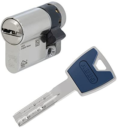 ABUS EC880 Halbzylinder 55/10 inkl. 5 Schlüssel - Wendeschlüssel-Sicherheitszylinder - Sicherungskarte - Modulsystem - mit Farbkappe - Patentschutz bis 2030
