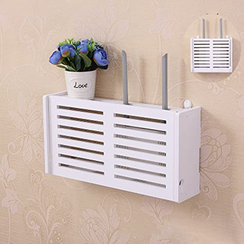 Emiif Wireless Wifi Router Storage Box No Drill Cable Router Storage Box Shelf Wall Hangings Bracket Cable Organizer Tv Set-Top Box Wall Storage Decorative Box