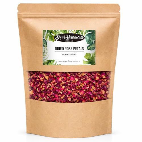 Edible Natural Dried Rose Petals | 900+ Roses | 100% Natural Non-GMO Dry Rose Petals, Cocktail Toppers, Flowers, Mocktail, Decorations, Confetti, Soap Making, Tea, 3.53 oz, 100 Grams |Drink Botanicals