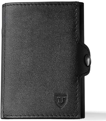LORZOR Slim Wallet mit Münzfach Druckknopf & RFID-Schutz, Leder Geldbeutel, Mini Geldbörse Herren, Geldbeutel Klein Portmonee Portemonnaie, Kreditkartenetui, Nappa-Leder