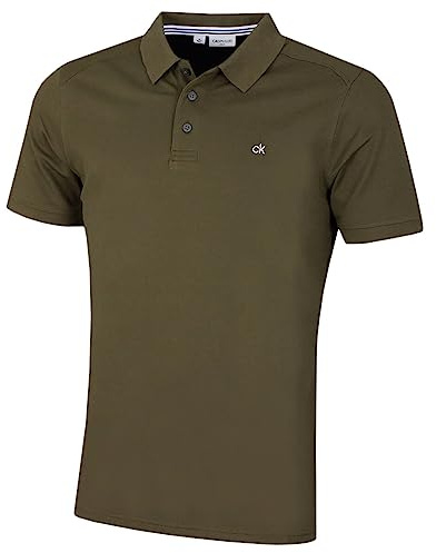 Calvin Klein Polo Golf Uomo Campus Colletto a Coste - Verde Oliva - L