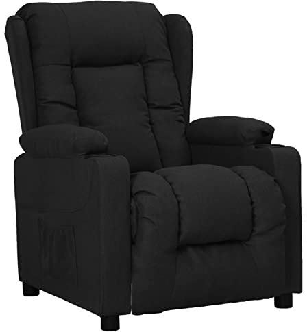 Homgoday Relaxsessel Ruhesessel Fernsehsessel Loungesessel TV-Sessel Einzelliegesessel Schlafsessel Sessel Einzelsofa Lesesessel für Schlafzimmer Wohnzimmer Schwarz Stoff