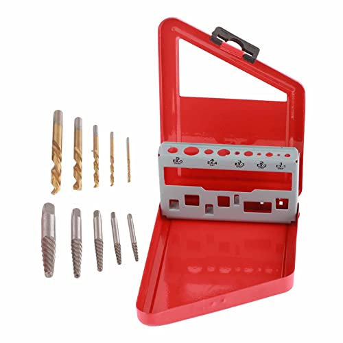 MISNODE 10Pcs Drill Bit Screw Extractor Set Screwdriver Bits Set, Alloy Steel Screw Extractor Kit, Left Hand Metal Plated Drill Bit for Plasterboard Drywall Screw