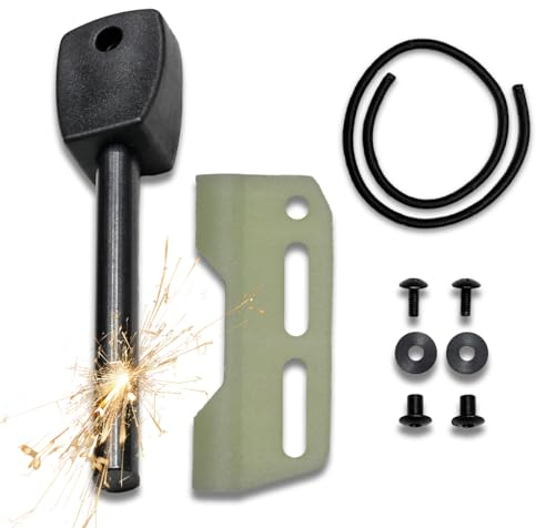 Holster4 Feuerstahl Universal Halterung für Kydex- Messer- Sheiden, Outdoor, Survival, Bushcraft, Notfall Ausrüstung, Wasserfester Magnesium Feuerstarter, (Glow in The Dark)