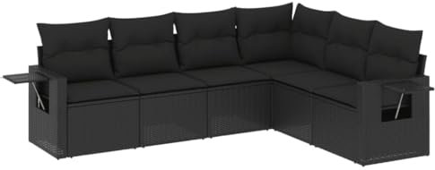 vidaXL Loungegrupp med dynor 6 delar svart konstrotting, soffgrupp, trädgårdssoffset, soffgrupp för trädgården, soffgrupper, utomhussoffset