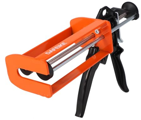 DAFEIKE 400ml Epoxy Gun Dual Component Caulking Gun Manual Double Cartridge Caulk Gun Panel Bond Adhesive Applicator for 13.5 fl oz Mix Ratio 1:1 and 2:1, Orange