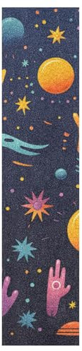 KAAVIYO Süße Bunte Mustersterne Muster Skateboard Griptape Rutschfest Selbstklebend Longboard Griptapes Aufkleber Griffband(9x33in,44x10in 1pcs)