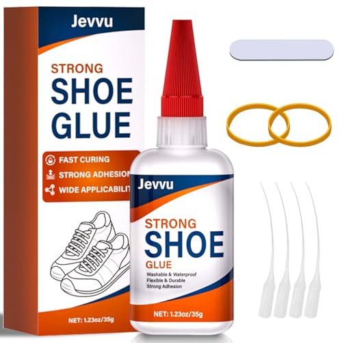 Jevvu Shoe Glue 35g, Instant Shoe Glue Sole Repair, Strong Super Shoe Goo, Clear Waterproof Quick Dry Adhesive for Sneakers, Boots, Heels, Handbags