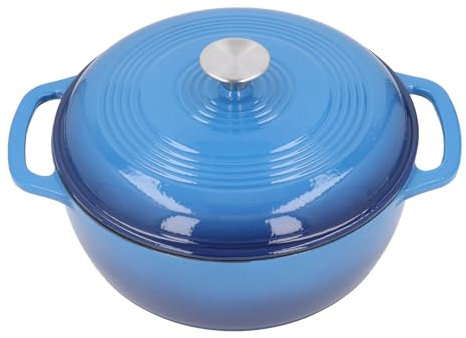 Pentola da Forno Rotonda in Ghisa Smaltata con Coperchio, Doppi Manici, Ovale Olandese e Coperchio per Cuocere il Pane, Cucinare, Friggere, Pentole Rivestite in Smalto