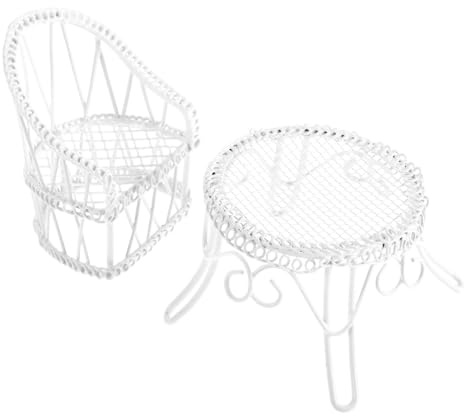 ibasenice Ensemble Table Et Chaises Miniatures Jardin pour Maison De Poupée 2 Pièces Meubles Miniatures 2.56X2.56X1.97 Pouces Décoration Intérieure Et Accessoire Photo Créatif