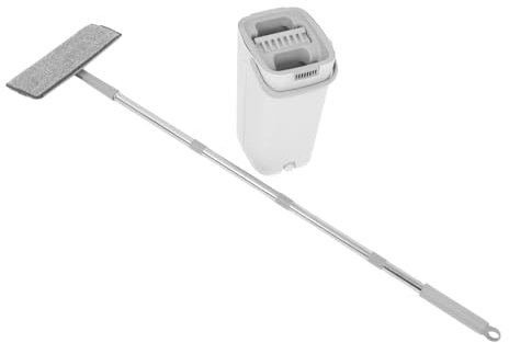Ipetboom Fregona Mopa con Cubo Escurridor Trapeador Plano para Baldosas Juego De Limpieza Uso Húmedo y Seco