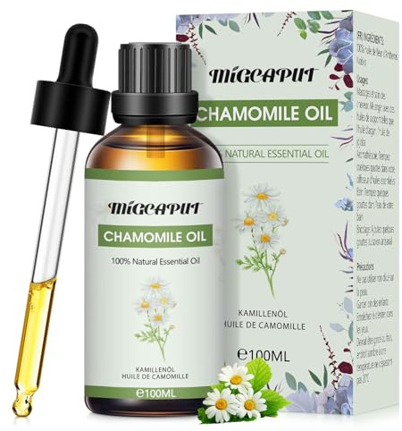 MIGCAPUT Aceite Esencial de Manzanilla 100ML, 100% Natural Aceites Esenciales de Aromaterapia para Humidificador Difusor, SPA, Masaje, Dormir, Jabón Artesanal