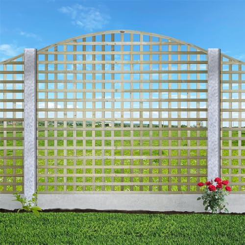 Premier Arch Pack of 3 6x5ft (W: 6ft x H: 5ft) Frameless Rough-Sawn Square Trellis Pressure-Treated Garden Panel with 60-70mm Privacy Squares Fence Topper/Wall Art Width 1828mm x Height: 1500mm
