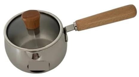 Cazo De Leche 1 Uds olla de leche de acero inoxidable leche caliente Mini olla Ideal for cocinar y servir en casa(Khaki 850ML)