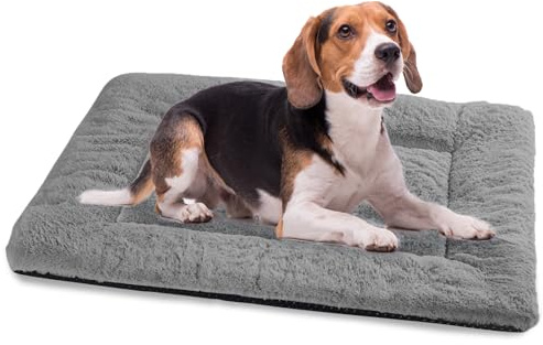 Baodan Dog Bed Large Washable, Plush Pet Cat Beds Cushion Mattress, Soft Warm Dog Mat Pad for Medium Large Dogs- L 90x60 cm, Dark Grey