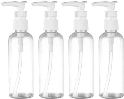 Lot de 4 Bouteilles à Pompe Transparentes de 60 ML - Bouteilles de Voyage, en Plastique, Bouteille de Pompe Bouteille de Distributeur de Lotion - pour cosmétiques, shampoing, Lotion