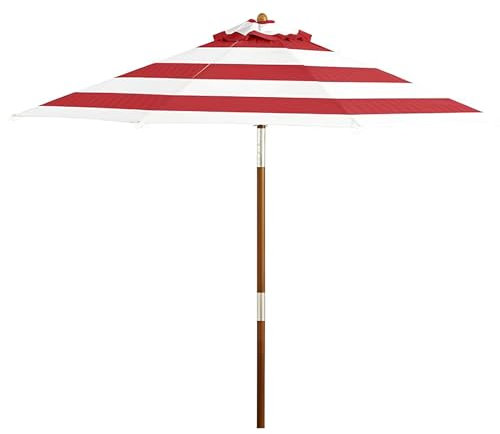 FMCAGNGAKP Holz Sonnenschirm 180 cm, UPF 50+, Strandschirm Stabil Windfest Marktschirm Gartenschirm Terrassenschirm 8 Rippen(E)