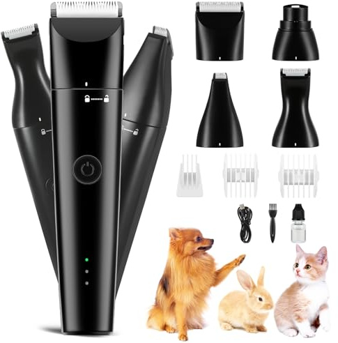 4 in 1 Dog Grooming Kit with USB-C Charging, Paw Trimmer for Cat, Small to Medium Dog Clippers for Grooming, Cordless Pet Clippers Hair Trimmer with 2 Speed Modes