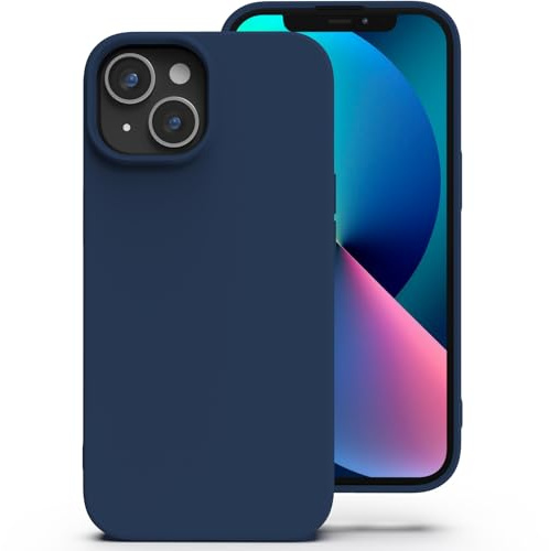 Zuvirelx Silikon Handyhülle für iPhone 13 Hülle, Weiches Griff, Dünne, Minimalistisch, Stoßfest, rutschfest, Taschenpassend - Dunkelblau