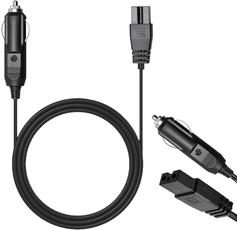 Car Refrigerator Power Cord Cable, 12V Universal 2 Pin Plug Power Adapter Extension Cord Portable Mini Fridge Car Cooler Cool Box Lead Cable for Cords Automobile Cigarette lighter Adapter, Black 2M