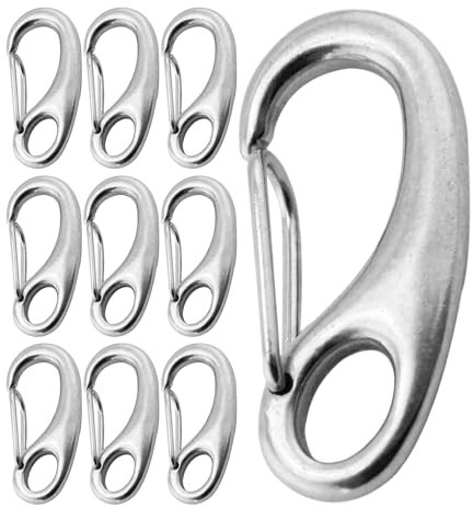 Gancio a molla – Ganci a molla resistenti | Moschettone, gancio a molla a forma di uovo, in acciaio inox, clip a sgancio rapido, multifunzione, a forma di uovo, 10 pezzi per barche, escursioni
