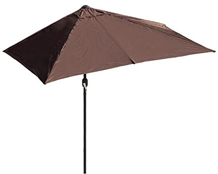 GSKDZG Ombrellone Da Giardino Metà Rettangolare 2m 2.5m Ombrellone Da Spiaggia Per Esterno Parasole Da Parete Con Manovella(Brown,2.0m/6.5ft)