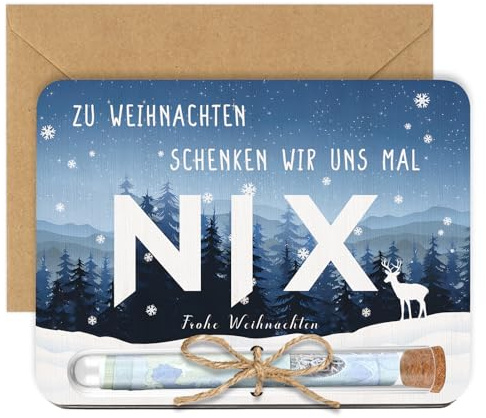 Geldgeschenk Weihnachten Verpackung mit Reagenzglas, NIX Geldgeschenke Weihnachten Holz, Gutschein Verpackung Weihnachten, NIX Geschenk für Männer Frauen