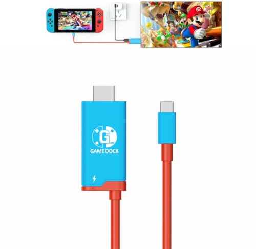 GKEAPZA Switch 2 Dock Cable for TV, 4K 60Hz USB C to HDMI, 100W PD Gaming & Charging, Portable Travel TV Adapter Compatible with Switch 2/OLED/Switch,Black