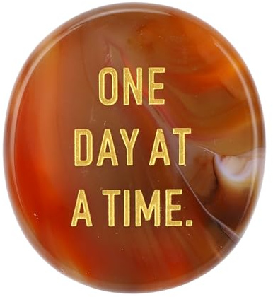 Baxnore Piedra de preocupación del Pulgar, Piedra de Palma inspiradora grabada, Herramienta portátil, Ayuda para la atención del Bolsillo para la construcción de Confianza (Ágata roja)