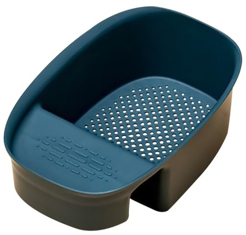 SOPOTUTU Panier de Drainage Évier Plastique Bleu Panier Filtre Multiusage pour Fruits et Légumes Égouttoir Suspendu Pratique avec Design à Bords Lisses pour Cuisine
