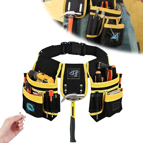 Werkzeuggürtel Herren mit 26 Taschen,Robuste Handwerker Gürtel,Verstellbar und Abnehmbar Werkzeuggürtel Elektriker für Tischler,Elektriker,Klempner