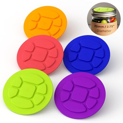 Perfect Fit: 5-Pack Fermentation Lids for Regular Mouth Mason Jars, Silicone Airlock Lids for Standard Ball & Kerr Jars, Self-Burping Valve for Pickles, Relish & Small Batch Ferments