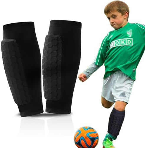 OIXEYA 1 Paire Protege Tibia Foot Enfant, Protège Tibias de Football, Manchon de Protection des Mollets Respirant Antidérapant, Protège Tibia Foot Manchons, pour Garçons et Filles 6-12 Ans (L)