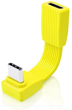 Duttek Cavo di prolunga USB C corto 80 Gbps 5 cm, cavo di ricarica USB C a 90 gradi corto per telefoni, iPad, MacBook, Thunderbolt 5, Samsung Galaxy, Pixel e monitor Dell (giallo)