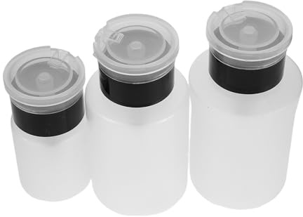 ARTSEWPLY Lot de 3 Flacons Pompe Poussoir Vides en Plastique Noir – 60 Ml 150 Ml 180 Ml – Distributeur pour Dissolvant à Ongles Maquillage Démaquillant – Voyage et Usage Manucure