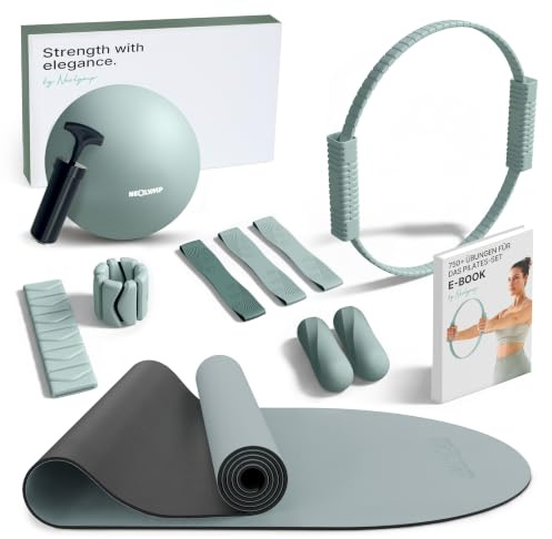 NEOLYMP Pilates Set für Zuhause – Pilates Ball, Pilates Ring & Gewichte – Komplettes Pilates Zubehör Set – inkl. Pilates Bänder, 1kg Hanteln & E-Book – Pilates Essential Kit