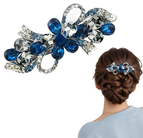 ARYIMYDP Haarschmuck Blau für Damen Kristall Stil Haarspange Luxus Schmuck Design Haarnadel Vintage Strass Barrettes Sparkly Braut Haarspangen für Frauen Und Mädchen Abendparty Hochzeit Täglicher
