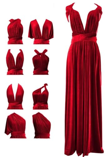 Vestido de dama de honor de princesa infinita, vestido convertible para graduación, vestido largo formal para fiesta de noche, ZMKI448, rosso, 54 Grande