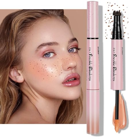 LOPHE Freckle Pen 2 en 1, Bolígrafos de Pecas de Doble Punta, Lápiz de Pecas Falsas, Freckle Stamp y Rubor Líquido, Fácil de Crear Lápiz Ruborizador para Peca Maquillaje Natural #01 para Pieles Claras