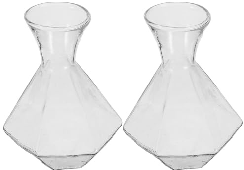 Cabilock 2pcs Glass Propagation Vase Set Wooden Stand, High Borosilicate Flower Planter for Hydroponic Plants, Modern Decorative Glass Plant Vase for Home and Bathroom Décor