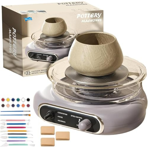 Ruota elettrica per ceramica con set di attrezzi in argilla e pedale, velocità regolabile per progetti artistici in ceramica