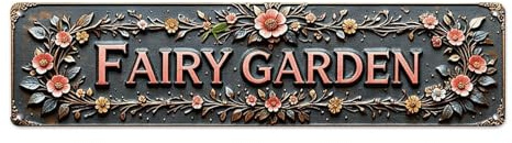 Fairy Garden Tin Sign Vintage Metal Sign Retro Home Bar Wall Art Decor Metal Poster 4x16 Inch